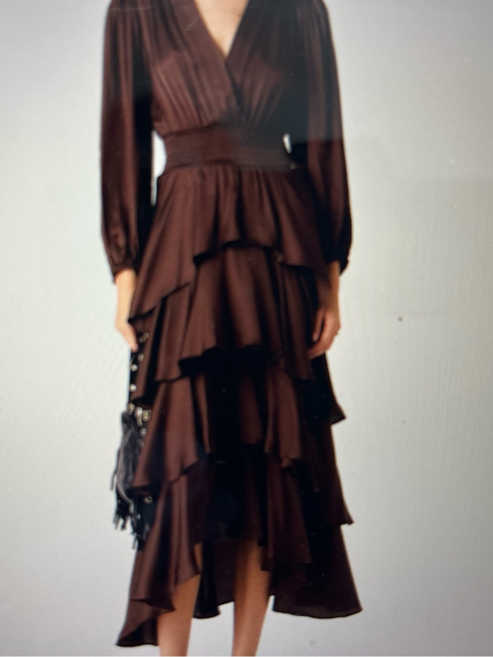 Maje Flowy Ruffled Maxi Dress - Brown
